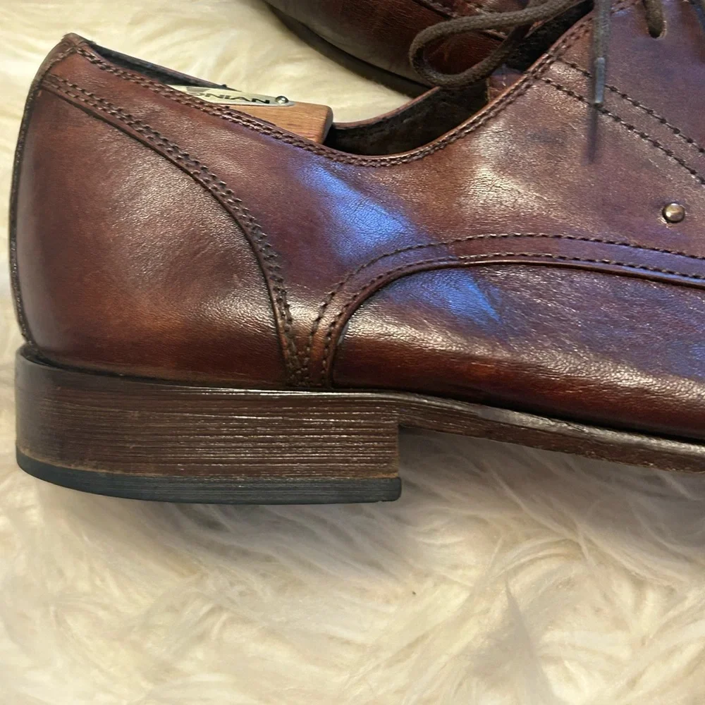 Mastro P. Men’s 44 Vero Cuoio Shoe Leather Crocodile Lace Up Oxfords  US 10.5 11